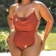 Sexy Shein Plus Size Rust Colored One-Piece Bathing Suit. Brand New. Size 2x Shein Plus Size, Bathing Suits One Piece, Plus Size Swimsuits, Pajama Shirt, Walker Boots, Rust Color, Fit N Flare Dress, Fit & Flare, Color Orange