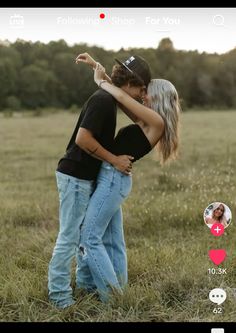 a man and woman kissing in a field with the caption'i love you '