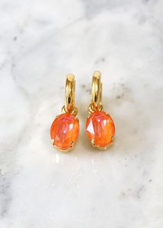 Beautifully handcrafted, these handmade Orange Hoop Drop Earrings will compliment any outfit you wear,  You will love the vibrant Orange color and quality of these earrings. These make a great gift for yourself or your loved one Details :  ♥ Materials- 14k Gold, Rose gold, Or Silver Plated, Premium Quality Austrian Crystals ♥ Choose your style of plating at checkout  ♥ U.S packages shipped via USPS® insured+USPS® tracking number  ♥  Handcrafted with genuine crystals  ♥ Hoop Earrings ♥ Element si Orange Prom Dress Jewelry, Orange And Gold Jewelry, Orange Statement Earrings, Orange Earrings Aesthetic, Orange Earrings Outfit, Orange Accessories Aesthetic, Pink And Orange Earrings, Orange Jewelry Aesthetic, Crystal Earrings Aesthetic