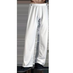 White capoeira pants uniform also named abada.  Unisex.  Designed for training or official ceremonies.  100% polyester (strong and lightweight), reinforced seams and crotch. Drawstring at the waist. with elastic waist. Made in USA  Best value OBS: Belt are not include White Athleisure Sweatpants For Training, White Breathable Training Pants, Breathable White Training Pants, Training Pants With Elastic Waistband, Elastic Waistband Training Pants, White Gym Bottoms With Elastic Waistband, Breathable White Yoga Bottoms, White Breathable Sports Pants, White Breathable Yoga Pants