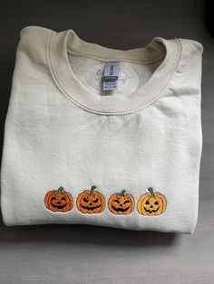 Halloween Crewneck Sweatshirt, Embroidery Patterns Sweatshirt, Fall Embroidered Sweatshirts, Fall Embroidered Graphics Sweatshirt, Pumpkin Embroidery Sweater, Halloween Embroidered Sweater, Halloween Embroidered Graphics Long Sleeve Sweatshirt, Halloween Embroidered Crew Neck T-shirt, Embroidered Crewneck