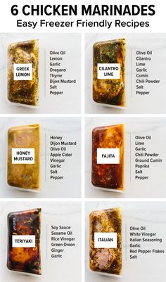 Easy healthy chicken marinade recipes that are also freezer-friendly Chicken Breast Marinade Recipes, Chicken Marinade, Makanan Diet, Homemade Spices, God Mat, Chicken Marinades