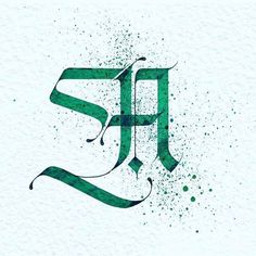 the letter f is painted in green ink