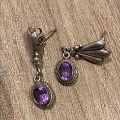 Sterling Silver 92.5, Amethyst Stone Drop Earrings. Silversmithing Jewelry, Stone Drop Earrings, Crystal Jewellery, Purple Earrings, Silver Drop Earrings, Amethyst Stone, Cute Jewelry, Crystal Jewelry, Color Purple