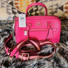 Has Foam Still On All Hardware, Guitar Strap Is Still Even Attached To Bag. Beautiful Pink Color Eith Gold Hardware, Tag Still Attached As Well. Just Bought It But Need To Sell It. Purse Had Never Left My Closet... Stunning Bag Formal Pink Bags With Branded Hardware, Designer Pink Crossbody Bag, Pink Coach Purse, Pink Coach Shoulder Bag With Detachable Strap, Pink Coach Crossbody Bag, Pink Coach Satchel For Shopping, Coach Pink Shoulder Bag With Detachable Strap, Coach Pink Purse, Coach Pink Crossbody Bag