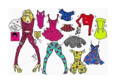 an image of paper dolls with clothes on them