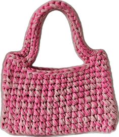 a pink handbag is shown on a white background and it's handles are made out of woven material