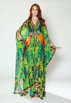 Green Flowy Long Sleeve Kaftan, Flowy Green Long Sleeve Kaftan, Yellow Goddess, Operating Room, Take A Step Back, Step Back, She Loves, Green And Yellow, One Size Fits All