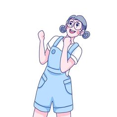 an old woman in overalls is making a funny face