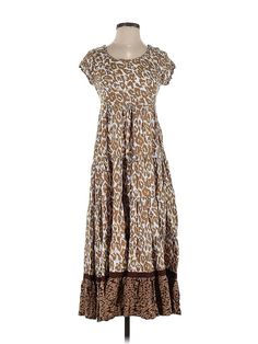 Soft Surroundings Casual Dress Size: X-Small Brown Dresses - used. 100% VISCOSE, Scoop Neck, Paisley, Long, Short Sleeve | Soft Surroundings Casual Dress: Brown Paisley Dresses - Used - Size X-Small Casual Short Sleeve Maxi Dress With Paisley Print, Brown Paisley Print Summer Dress, Casual Fitted Patterned Maxi Dress, Casual Brown Boho Print Dress, Short Sleeve Maxi Dress With Paisley Print For Summer, Casual Midi Maxi Dress With Paisley Print, Casual Fitted Maxi Dress With Paisley Print, Casual Patterned Maxi Dress With Paisley Print, Casual Cotton Paisley Print Dresses