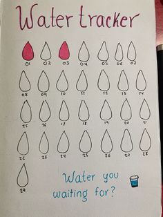 a notebook with water tracker on it