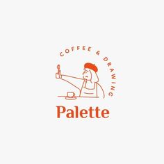 the logo for coffee and draw's palette is shown in orange on a white background