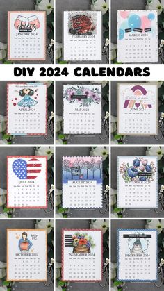 calendars with the words diy 2024 on them