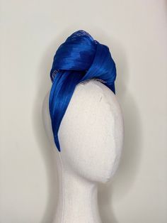 No more availability in June 2023. Earliest dispatch 4th July 2023. thanks  Beautifully knotted silk abaca turban, ideal for summer season, bright, stylish, light, and feels like breath of fresh air, feminine with modern edge. It made in high quality silk abaca, with beautiful colour and subtle silk sheen, naturally luxury. It is kind of grab-and-go stylish headpiece that so easy to wear, dress up or dress down! Silk Abaca is a luxury material made of a combination of silk and fibers from the abaca tree (palm). Because of the silk, it has a beautiful shine and the fibers of the abaca give it firmness. The fabric is specially made for us by weavers in the Southeast Asia. it is hand made, knot size and pleats can be slightly various from the photos.  The headband comes with wired headband un Blue Turban Headband For Summer, Blue Headband Turban For Summer, Elegant Party Headscarf Headband, Elegant Party Headband Headscarf, Adjustable Blue Turban For Party, Fitted Blue Headband, Adjustable Summer Wedding Headwrap, Summer Wedding Adjustable Headwrap, Elegant Adjustable Blue Headwrap