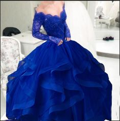 Formal Gowns For Women, Prom Dress Long Sleeves, Organza Prom Dress, Royal Blue Ball Gown, Formal Evening Dresses Long, Long Party Gowns, Quinceanera Dresses Blue, Blue Ball Gowns, Royal Blue Prom Dresses