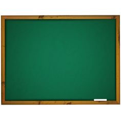 an empty green chalk board with wooden frame