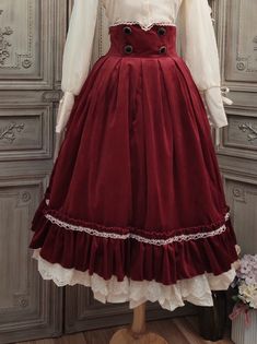 ❤︎ Rose Humanoid Lolita Bell Bet Elegant High Waist Fish Bodh Skirt [Reservation Product]❤︎ Herringbone, High Waist, Velvet, High Waisted, Fish, Red