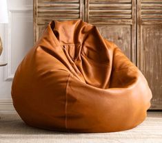 Faux leather bean bag pouf cover with handle. Water-drop pear shape 85% Waterproof Empty Bean bag, NO FILLER Size: diameter 2.3ft(70cm) diameter 3.3ft(100cm) Cozy Bean Bag, Extra Large Bean Bag, Leather Bean Bag, Large Bean Bag Chairs, Bean Bag Couch, Pouf Chair, Bean Bag Cover, Large Bean Bags, Giant Bean Bags