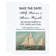 save the date card with two sailboats