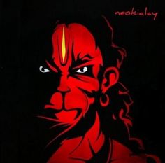 an image of the face of lord hanren in red and black with words on it