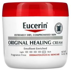 Eucerin, Original Healing Cream, Extremely Dry, Compromised Skin, Fragrance Free, 16 oz (454 g) Remove Skin Tags Naturally, Skin Care Products Design, Dermatologist Recommended Skincare, Skin Science, Cream For Dry Skin, Personal Care Products, Dermatologist Recommended, Itchy Skin, Skin Cream