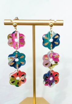 Colorful Flower Earrings Flower Dangle Earrings Spring - Etsy Multicolor Floral Print Flower Earrings, Artistic Multicolor Flower Earrings, Whimsical Multicolor Flower Charm Earrings, Hand Painted Multicolor Dangle Flower Earrings, Whimsical Multicolor Flower-shaped Earrings, Artsy Hand Painted Flower Earrings, Multicolor Flower-shaped Artsy Earrings, Artsy Multicolor Flower Earrings, Spring Multicolor Floral Print Flower Earrings