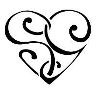 a heart shaped tattoo design with the letter s in it's center and two swirls