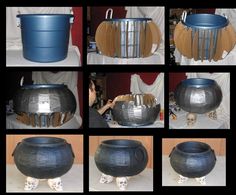 several pictures of different types of pots with handles and sides that are made out of cardboard