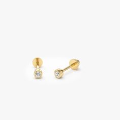 14k Bezel Setting Diamond Stud Piercing – FERKOS FJ Diamond Piercing, Kids Jewellery, Jewelry Wishlist, Stud Piercing, Bezel Earrings, Cartilage Earring, Baguette Diamonds, Earring Gold, Diamond Stud