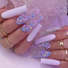 Nails Design Ideas Flowers, Long Acrylic Nails Coffin 3d Flowers, 3d Nail Designs Flowers, Nail Design Gems, Nail Designs With Gems, 3d Acrylic Nail Art, Nails Designs Ideas, 3d Acrylic Nails, Valentines Day Nail