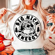 Cricut Christmas Shirts Funny, Christmas Cricut Shirts, Christmas Svg Shirts, Funny Christmas T Shirts, Big Nick Energy, Office Party Gifts, Santa Claus Svg, Christmas Shirt Svg, Christmas Beer