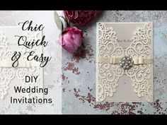 two wedding cards with flowers on them and the words chic quick & easy diy wedding