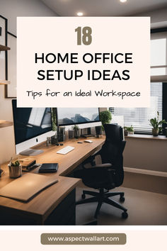 18 Home Office Setup Ideas - Tips for an Ideal Workspace Home Office 10x10, Desk With Dual Monitors, Ergonomic Home Office Setup, Home Office Two Monitors Desk Ideas, Desk With Two Monitors Office Ideas, Video Editing Office Work Spaces, Best Home Office Setup, Computer Programmer Aesthetic, Productive Office Space