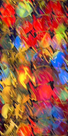 an abstract painting with many colors and shapes