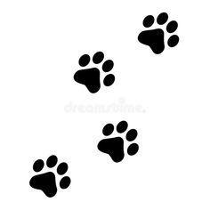 three black and white paw prints on a white background