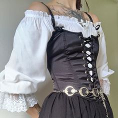 Black Steampunk corset - refined elegance and timeless appeal. Order now and enjoy free shipping. Black Steampunk, Pirate Outfit, Steampunk Corset, Dress Design Sketches, Steampunk Style, Alternative Outfits