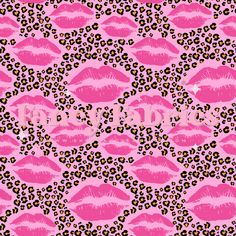 pink and black leopard print with the word kiss me on it's lips in front of