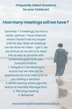 a man walking on the beach with his back to the camera and text overlaiding how many meetings will we have?