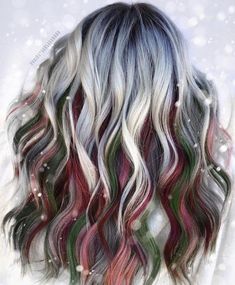 Holiday Hair Color, Creative Hair Color, Hair Creations, Christmas Hairstyles, Looks Party, Holiday Hairstyles, Hair Color And Cut, Christmas Hair, Creative Hairstyles