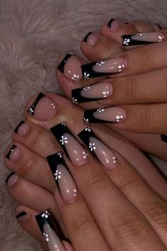 french tips nails french tips nails gel french tips nails glitter french tips nails coffin french tips nails color french tips nails colorful french tips nails chrome french tips nails christmas french tips nails coffin short french tips nails almond french tips nails and toes french tips nails acrylic french tips nails aesthetic french tips nails almond shape french tips nails long french tips nails light blue french tips nails long square french tips nails light pink Black And White Nail Designs, Black And White Nail, Acrylic Toe Nails, Black Acrylic Nails, Nails Coffin Short, Girly Acrylic Nails, French Acrylic Nails, Short Square Acrylic Nails, White Nail Designs