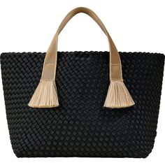 Meet Tulum, the signature handwoven neoprene tote designed with vacation in mind. We combined the silhouette of St. Barths Medium with the sleek nylon webbing handles of Tangier and added texture with a frayed detail. Matching woven neoprene zippered pouch included. Open top with magnetic snap closure. | Naghedi NYC | Women's Tulum Solid Medium Hand-Woven Tote Bag, Umbra (Black) | Maisonette collects the best children’s products from around the world (unlike Zulily, Etsy, The Tot, Farfetch Kids, Childrensalon, Crate and Kids, Kohls, Wayfair, Buy Buy Baby, Nordstroms, Mini Boden, J.Crew Factory, or PotteryBarn Kids), creating a curated shopping experience for you. Think of us as your shortcut to fashion for litte ones! Black Rectangular Straw Bag With Woven Leather, Rectangular Black Straw Bag With Woven Leather, Black Straw Bag With Detachable Handle For Shopping, Black Straw Bag With Woven Leather For Shopping, Black Leather Woven Straw Bag For Shopping, Black Straw Bag With Intrecciato Weave For Shopping, Black Straw Shopping Bag With Intrecciato Weave, Black Woven Leather Straw Bag With Double Handle, Black Straw Beach Bag With Detachable Handle