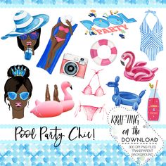 the pool party clipart collection is available for all types of people to use on their own personal items