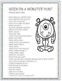 a printable monster poem for kids to read and color on the page, which is also