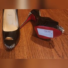 New, Never Worn Louboutin Spiked Heels. Comes With Box. Please Take A Look At My Other Listings For More Great Buys. Designer Spiked Open-toe Heels, Formal Open Toe Heels With Studded Rubber Outsoles, Formal Closed Toe Heels With Spikes, Formal Open Heel Spiked Heels, Formal Spiked Closed Toe Heels, Formal Spiked Open Heel Shoes, Formal Spiked Open Heel, Luxury Spiked Round Toe Heels, Designer Spiked High Heels