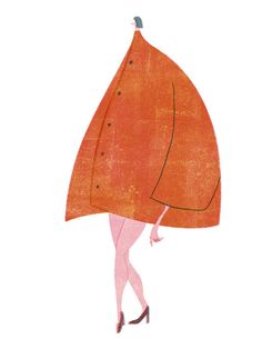 a drawing of a woman in an orange dress