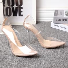 Style:Fashion. StylishColor: Clear (Transparent)Type: Heels/PumpsHeight: about 4.15'' ( 10cm)Size Fit: True To SizeToe:PointedToeClosure: Slip-onUpper Material:100% Synthetic Sheer High Heel Summer Heels, Summer Heels With Clear Strap And Pointed Toe, Summer Clear Strap Pointed Toe Heels, Trendy Clear High Heel Shoes, Trendy Clear High Heels, Summer Clear Heels, Spring Transparent Strap Pointed Toe Heels, Spring Clear Heels With 4-inch Heel, Elegant Sheer Heels For Spring