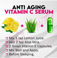 Vitamin C Serum At Home, Serum At Home, Natural Skin Care Ingredients, Anti Aging Vitamins, Natural Face Skin Care, Essential Oils For Skin, Healthy Skin Tips