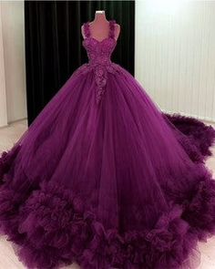 Sweep everyone off their feet in this magnificent creation. Fashioned with blossoms and embroidered accents trailing the fitted bodice, this stunner is crafted with floral lace straps on a sweetheart neckline. The tulle ballgown skirt is edged with ruffled tulle. Reveal a fresh and stunning vision in this ravishing purple dress. Catalogue: Dark Purple Wedding DressesVenues: Hall,Church,Beach / Destination,Garden / OutdoorBack Details: Lace UpSeason: Spring,Summer,Winter,FallNeckline: Sweetheart Wedding Dresses Sleeveless, Dark Purple Wedding, Purple Ball Gown, Wedding Dress Sweetheart, Tulle Ball Gown Wedding Dress, Quinceanera Themes Dresses, Purple Quinceanera Dresses, Purple Wedding Dress, Purple Gowns