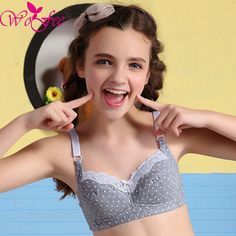 WoFee Young Girls Dots Printing One-Piece Thin Lace Training Bras With Three Back Hooks B1208 Girl Train, Bra Lace, Womens Bras, Bra And Panty Sets, Bra Set, Made In China, Lace Bra, Alibaba Group