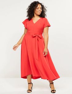 Lena Dress | Lane Bryant Be Back Soon, True Red, Curvy Girl Fashion, Davids Bridal, Buy One Get One, Lane Bryant, Wrap Dress, Girl Fashion, Bridesmaid Dresses